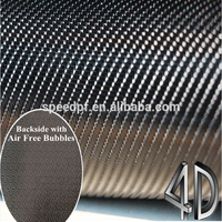 Film Vinyle Adhésif PVC Amovible Haute Brillance Effet Fibre de Carbone 4D pour Voiture