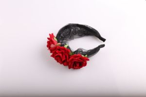 Serre-tête en tissu fleuri pour fête d'Halloween, couronne de roses, accessoires de cheveux pour costumes de cosplay d'Halloween, coiffe Jour des Morts - Product Image 4