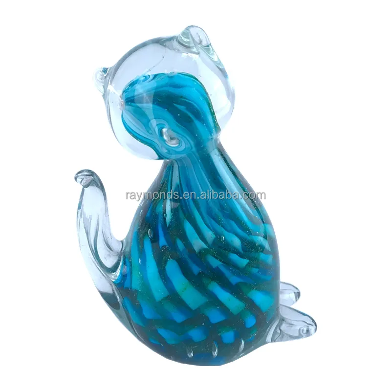 Vetro di Murano blu elegante gatto