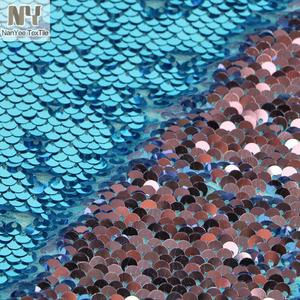 Vải Đính Kim Sa Màu Ngọc Lam Đảo Ngược Nanyee Dệt - Product Image 4