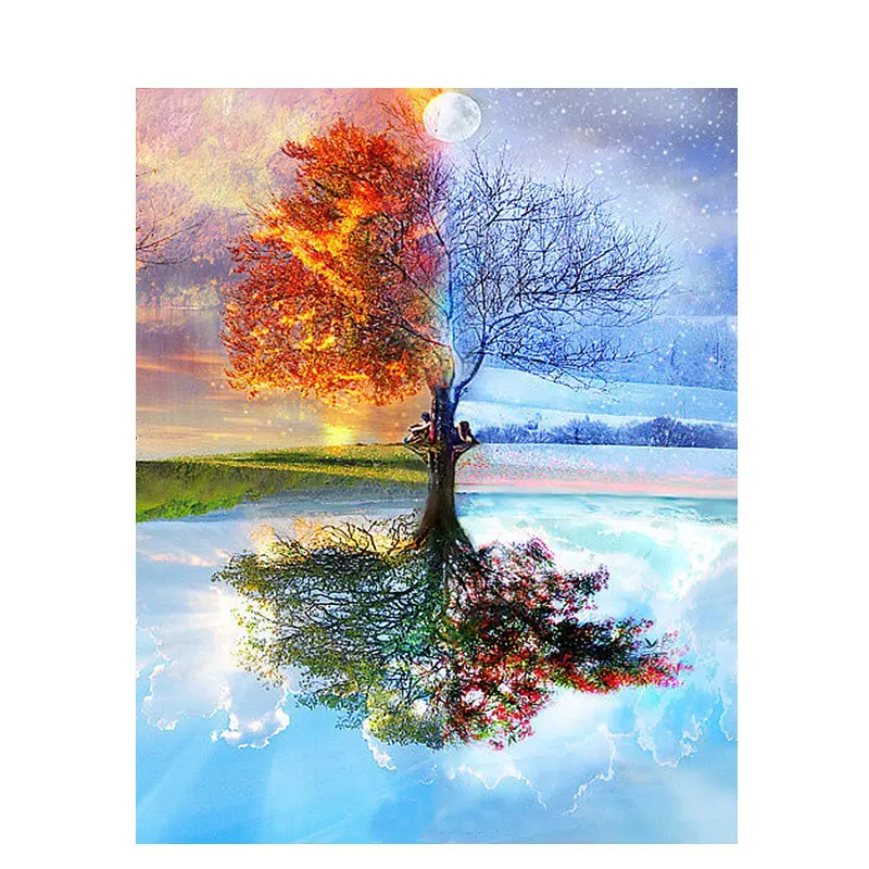 CHENISTORY 99801 Four Season Tree paint by number canvass Modern Wall Art Picture Coloring By Number Acrylic Canvas Painting