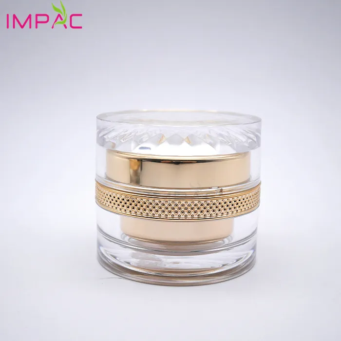Chinese gouden leveranciers fancy luxe cilinder goud acryl jar 50 ml voor hydraterende gezichtscrème