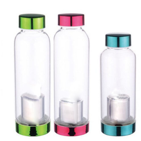 New custom lid borosilicate glass water bottle with heat-resistant cover