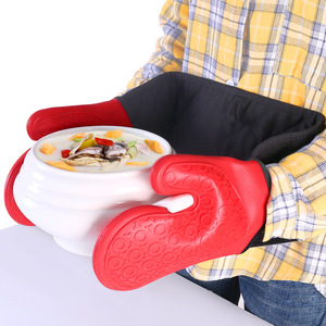 Gants de <span class=keywords><strong>four</strong></span> isolés pour la cuisine et la maison Offre Spéciale/maniques doubles professionnelles en silicone résistant à la chaleur avec doigt complet - Product Image 6