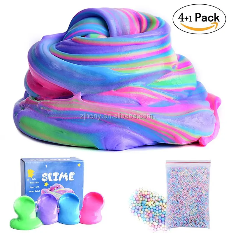 Fluffy Slime Supplies 7 OZ Fluffy Floam Slime Scented Stress Relief Toy für Kids, Super Soft Non Sticky ohne Borax (4 Pack)