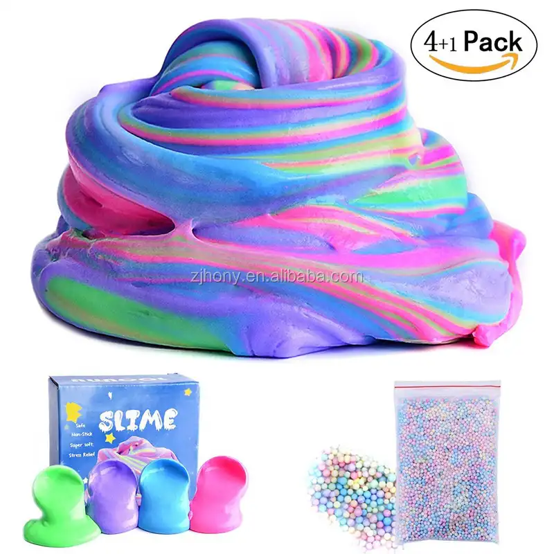 Fluffy Slime Supplies 7 OZ Fluffy Floam Slime Scented Stress Relief Toy for Kids, Super Soft Non Sticky without Borax (4 Pack)