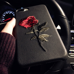 Dropshipping embriodery floral flor Cruz puntada caja de cuero del teléfono celular para <span class=keywords><strong>el</strong></span> iPhone x 8 8 más 7 7 más 6 6 Más - Product Image 5