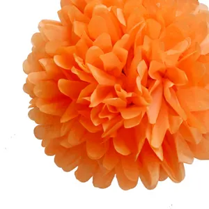 새로운 디자인 오렌지 벌집 공 웨딩 파티 장식 큰 티슈 종이 PomPom 종이 꽃