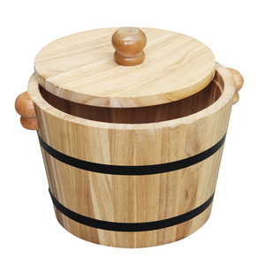 Dondurma yapma makinesi ahşap kova el yapımı vintage ahşap pirinç kova - Product Image 2