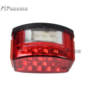 Moto LED 12V boîtier noir lentille rouge feu arrière feu stop feu d'avertissement pour Minsk 125cc Carpates <span class=keywords><strong>50cc</strong></span> - Product Image 4
