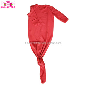 De menta acogedor manga larga infantil Slepper doble mitones vestido Unisex vuelta hombro simple en blanco vestido de bebé con mano cubre - Product Image 4