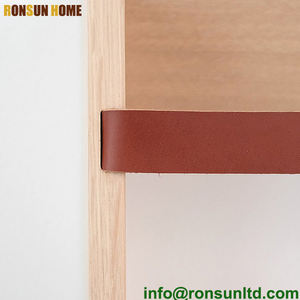 Moderno Portariviste in Legno, Libreria da Parete con Cinghia, Scaffale in Pino Personalizzato con Rivestimento in Pelle - Product Image 4