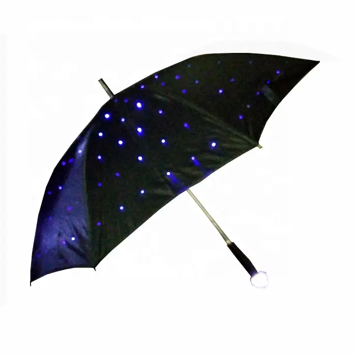 LED 레이저 칼은 7 개의 색깔 변화를 가진 번쩍이는 골프 우산을 불이 켜집니다 led 가벼운 손잡이를 가진 가벼운 늑골 직물을 가진 LED 우산