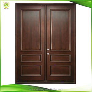 מודרני עץ מהגוני מודרני עץ מלא פנים פנים תלוי דלתות כניסה עיצוב עץ וקשת זכוכית - Product Image 3