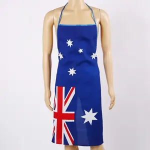 ฟรีตัวอย่างราคาถูกพิมพ์โพลีเอสเตอร์ออสเตรเลียผ้ากันเปื้อนครัวทำอาหารที่กำหนดเองประเทศธงผ้ากันเปื้อน