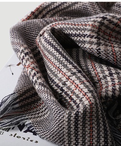 100% <strong>Wool</strong> Women Winter Houndstooth Scarf Fashion Plaid Warm Scarf for Ladies Retro Scarf Classic Shawls and <strong>Wraps</strong> - Product Image 3