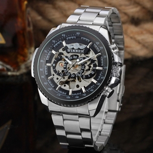 Orologi da Uomo di Lusso WINNER Brand 428, Orologi da Polso Meccanici Automatici Cool, Cinturino <span class=keywords><strong>in</strong></span> Acciaio Inossidabile, <span class=keywords><strong>Orologio</strong></span> Scheletrato Maschile - Product Image 3