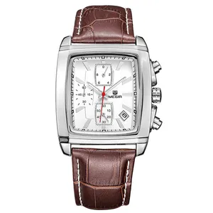 MEGIR mens saatler üst marka lüks erkekler spor aydınlık kol saati chronograph deri quartz saat relogio masculino