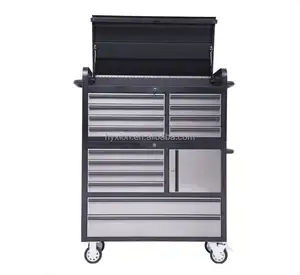 New!! 41 inch Black stainless roller tool chest combo with 14 drawers