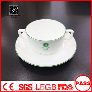 P & T LongDom Ware logotipo personalizado Bone China borde verde vajilla para hoteles uso - Product Image 3