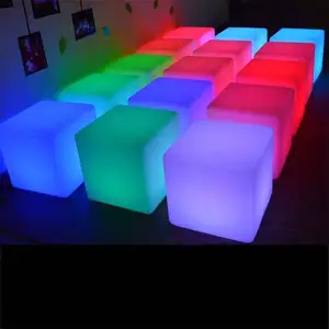 plastic cube seating/plastic led lighted furniture cube seat chair