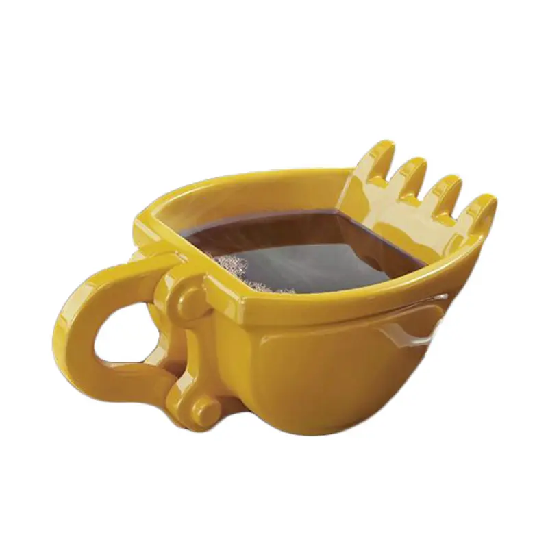 Creative coffee mug ceramic yellow excavator bucket coffee mug