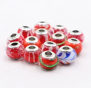 Wholesale Mixed Red Series Big Hole Beads Murano Glass Beads large hole beads for European Bracelet Charms