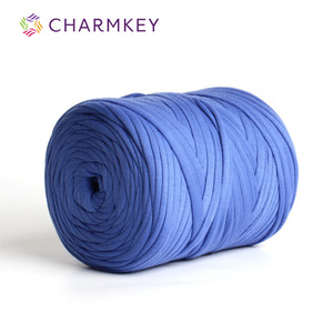 Warna Solid 400gram gulungan besar grosir tas tangan Spaghetti poliester benang kaus rajut tangan untuk crochet