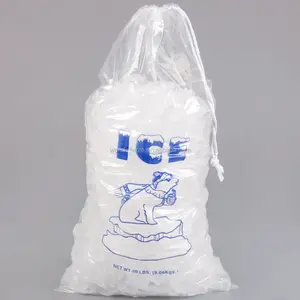 Robuste en gros cordon sac de glace en plastique avec ficelle 5lb 8lb 10lb 20lb