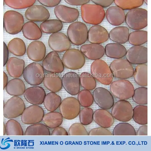 Garden Landscaping Polished Red Pebbles Mosaic Tile