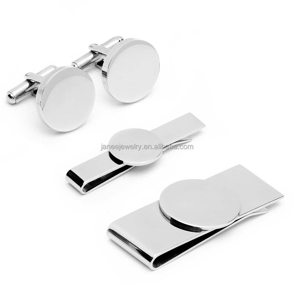 High End персональный подарок лазерная гравировка заготовок для мужчин аксессуары ювелирные изделия из нержавеющей стали запонки и зажим для галстука зажим для денег, комплект