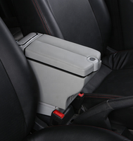 Accoudoir universel en cuir noir, console centrale, boîte de rangement avec chargeur USB, porte-gobelet rotatif pour toutes les voitures