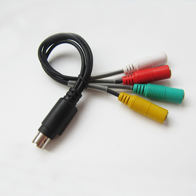 Din 9 Pin Mini Din 1 Male to 4 Stereo 3.5MM Female 9 Pin Mini Din Cable