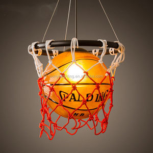 Lampadario Vintage a Forma di Pallone da Basket, Lampada a Sospensione con Gabbia in Acrilico - Product Image 1