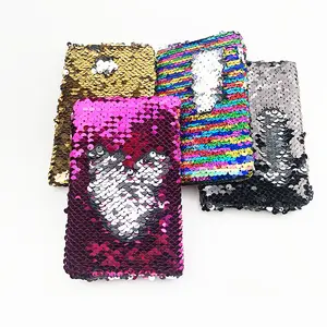 Wholesale Cute Custom Mini A6 Pocket Size 80 Sheets White Paper sequin Cover Notebook