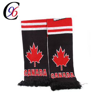 تشنغ شينغ مخصص علم كندا الوطني لكرة القدم الرياضة وشاح طويل فريق كرة القدم محبوك وشاح مع شرابات - Product Image 4