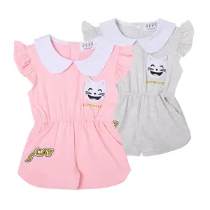 Wholesale Cute New Born Baby Clothes 100% Cotton Soft Knit Short/long Sleeves Boutique Boys Girls Plain Baby Rom