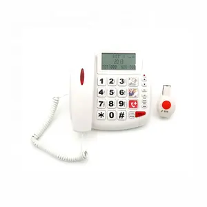 Téléphone d'urgence SOS filaire Senior avec télécommande pour les appels d'urgence et haut-parleur téléphone amplifié à gros boutons