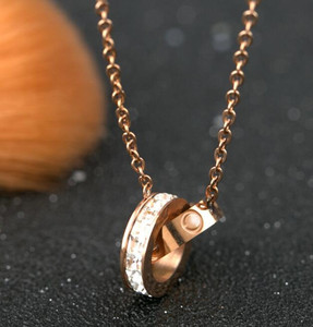 Kalung Cincin Ganda Wanita, Kalung Lingkaran Suasana Hati Berukiran Huruf Liontin Kustom - Product Image 5