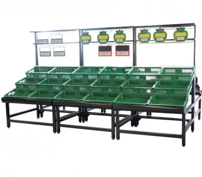 Fruit and Vegetable Display Stand Supermarket Metal Vegetable and Fruit Shelf