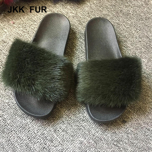 Las mujeres más nuevas de moda fur slides interior personalizado real visón completa zapatillas - Product Image 5