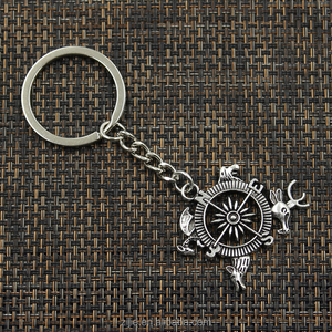 30mm Keychain DIY metal sostenedor cadena vendimia brújula León animal libélula ciervos 28*34mm colgante de plata antiguo - Product Image 3