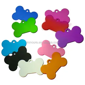 ADT02 Inciso Personalizzato Colorful Forma di Osso Alluminio Pet ID Tag Per I Cani