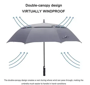 Paraguas de golf, sombrilla de doble toldo liso y grande con logotipo impreso personalizado, a prueba de viento