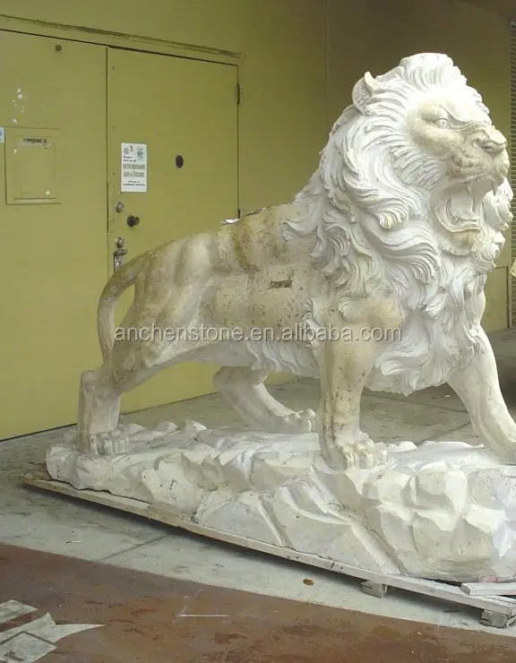 Leão masculino de mármore branco