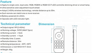 Skydance RT4 Cảm Ứng Bánh Xe RF Điều Khiển Từ Xa Không Dây <span class=keywords><strong>RGB</strong></span> RGBW <span class=keywords><strong>Led</strong></span> Light <span class=keywords><strong>Controller</strong></span> Chuyển Dimmer Key 5 Năm Bảo Hành - Product Image 5