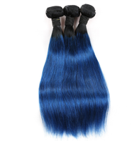 Ekstensi Rambut Manusia Kutikula Penuh Biru, Dua Warna Remy Rambut Manusia Ombre Tenun/Produk Rambut Remy Alami 1b/Biru