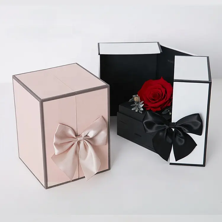 Lüks el yapımı kağıt hediye gül İç çekmeceli çiçek paketleme kutusu seti