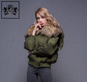 Plus la taille col de fourrure manteau chaud court dame femmes blouson avec duvet de canard <span class=keywords><strong>plume</strong></span> doublure - Product Image 2