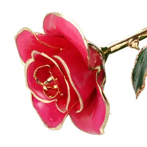 24 carati in oro rosa tuffato rose lungo artificiale d'oro coperto rose per la laurea, Di Natale, giorno di san valentino, regalo di nozze - Product Image 1